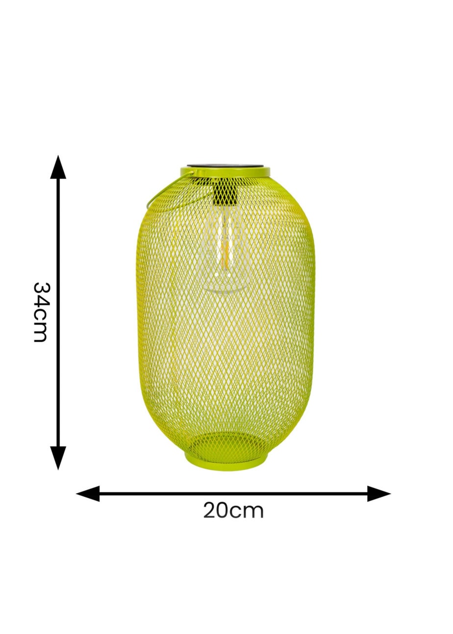 ValueLights Solar Outdoor Lime Mesh Lantern With Integrated LED's (34cm x 20cm x 20cm)