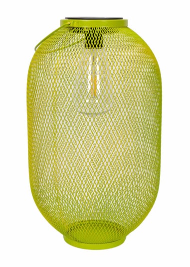 ValueLights Solar Outdoor Lime Mesh Lantern With Integrated LED's (34cm x 20cm x 20cm)