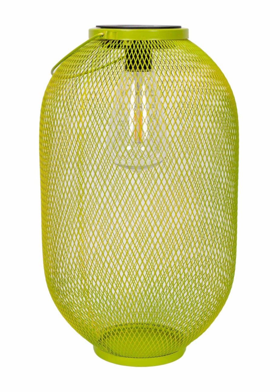ValueLights Solar Outdoor Lime Mesh Lantern With Integrated LED's (34cm x 20cm x 20cm)