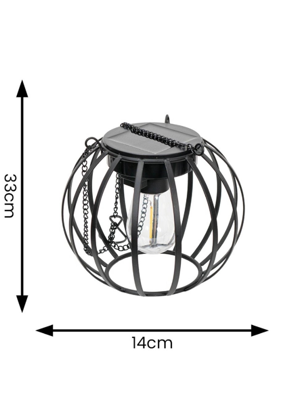 ValueLights Solar 2 Pack Black Ball Lanterns With Integrated Globe LED's