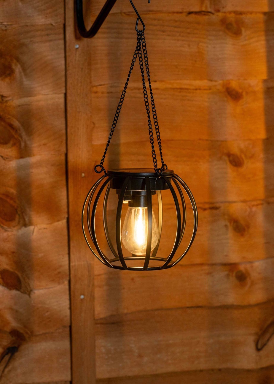 ValueLights Solar 2 Pack Black Ball Lanterns With Integrated Globe LED's