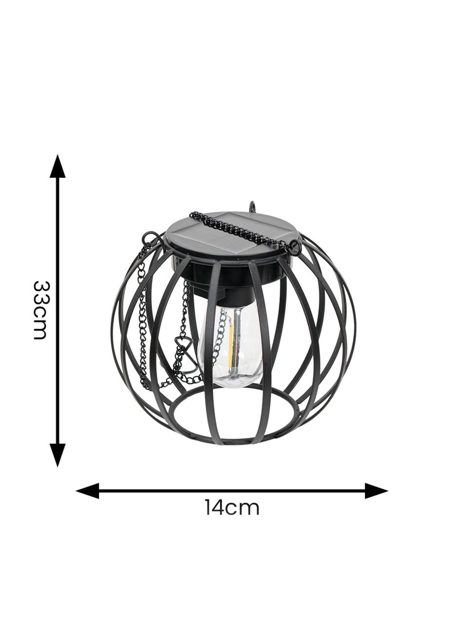 ValueLights Solar 2 Pack Black Ball Lanterns With Integrated Globe LED's