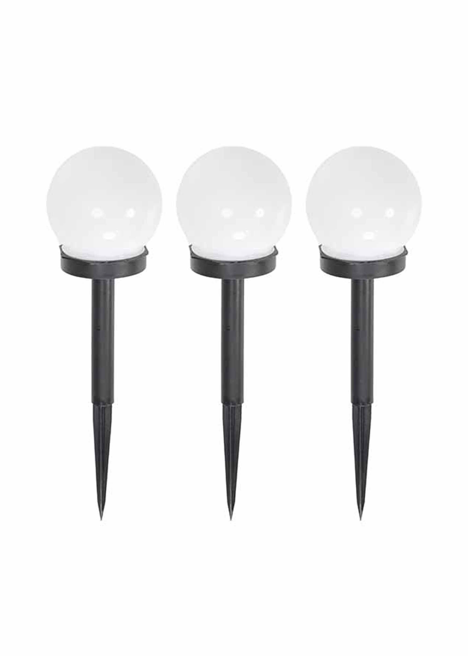 ValueLights Solar 3 Pack Black Spike Lights With Integrated Globe LED's