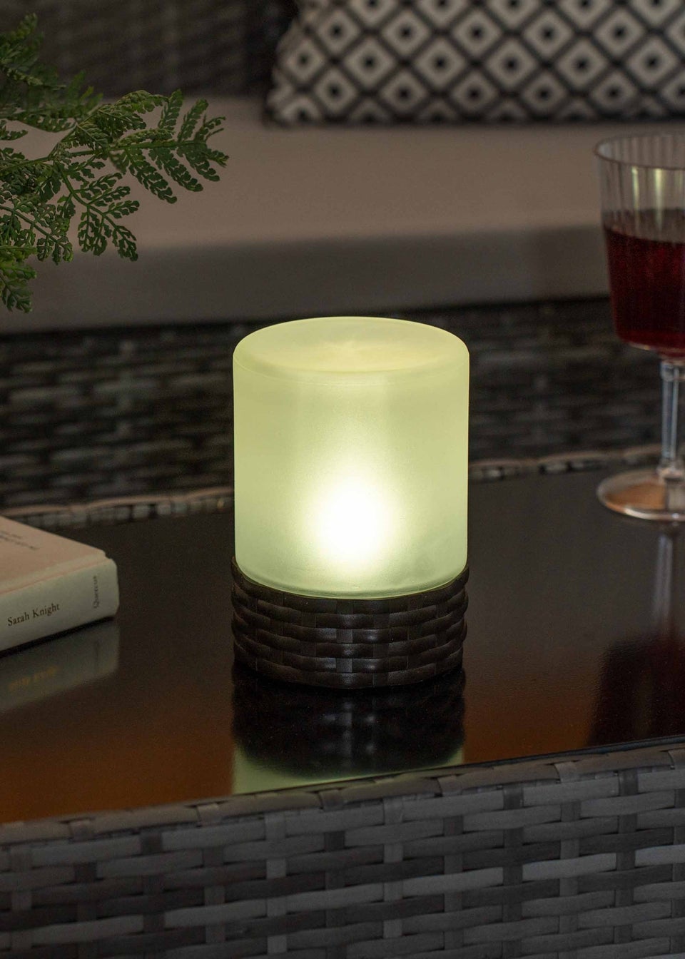 ValueLights Solar Frosted Outdoor Table Lamp With Integrated LED's (14.5cm x 10.5cm x 10.5cm)