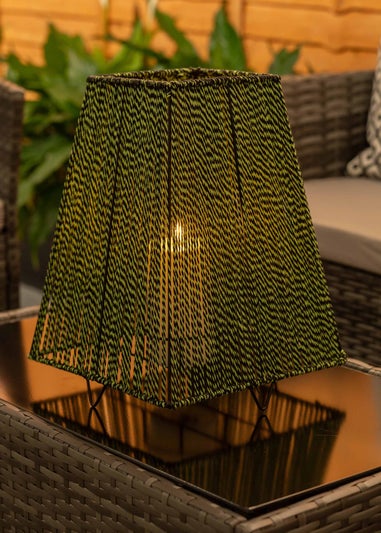 ValueLights Battery Operated Outdoor Green Lantern With Integrated LED's (33.5cm x 25cm x 25cm)