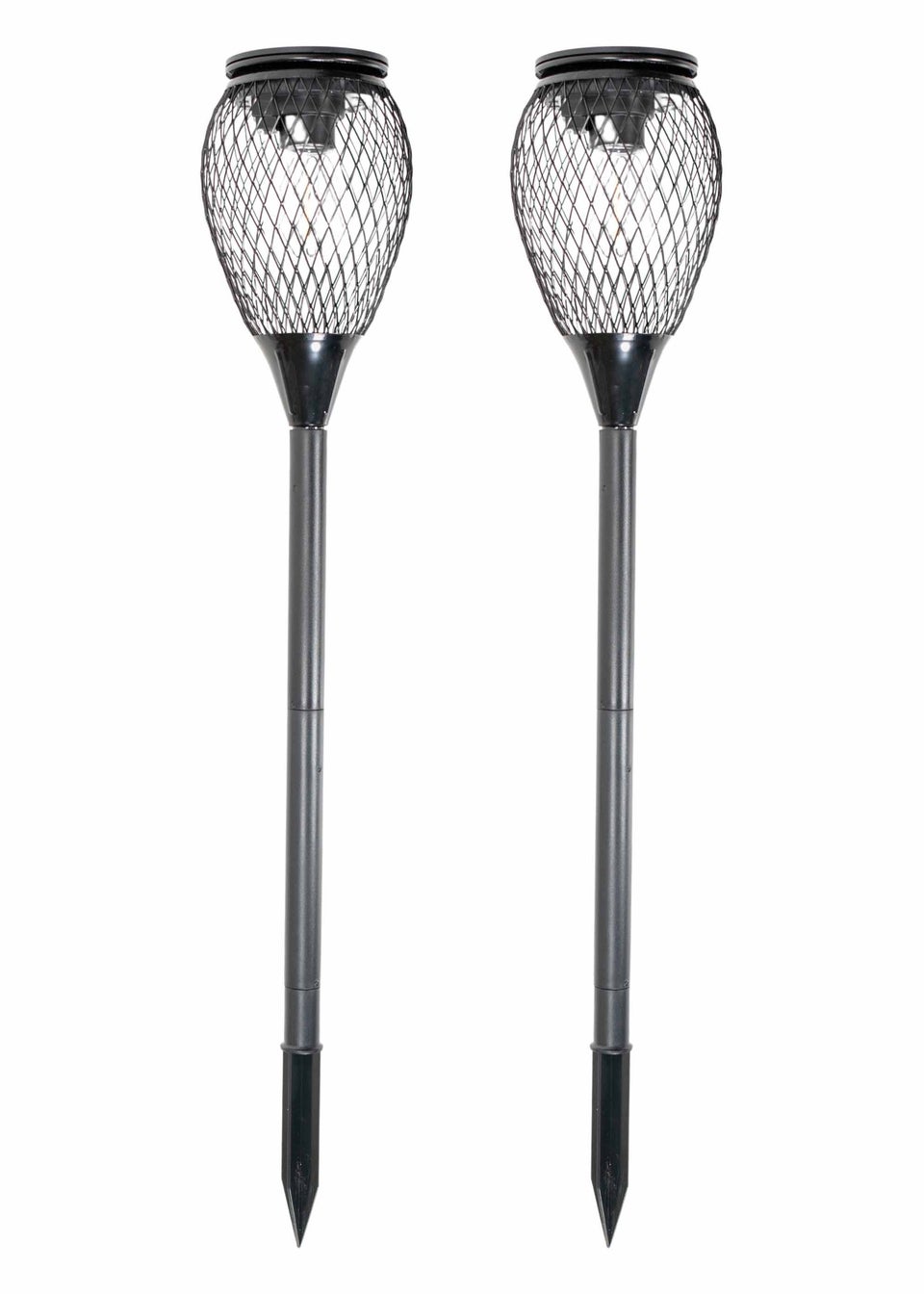 ValueLights Solar 2 Pack Black Cage Spike Lights With Integrated LED's