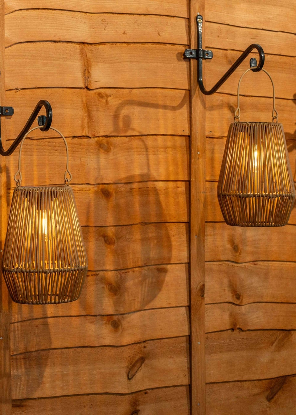 ValueLights Solar 2 Pack Faux Bamboo Lanterns With Integrated LED's