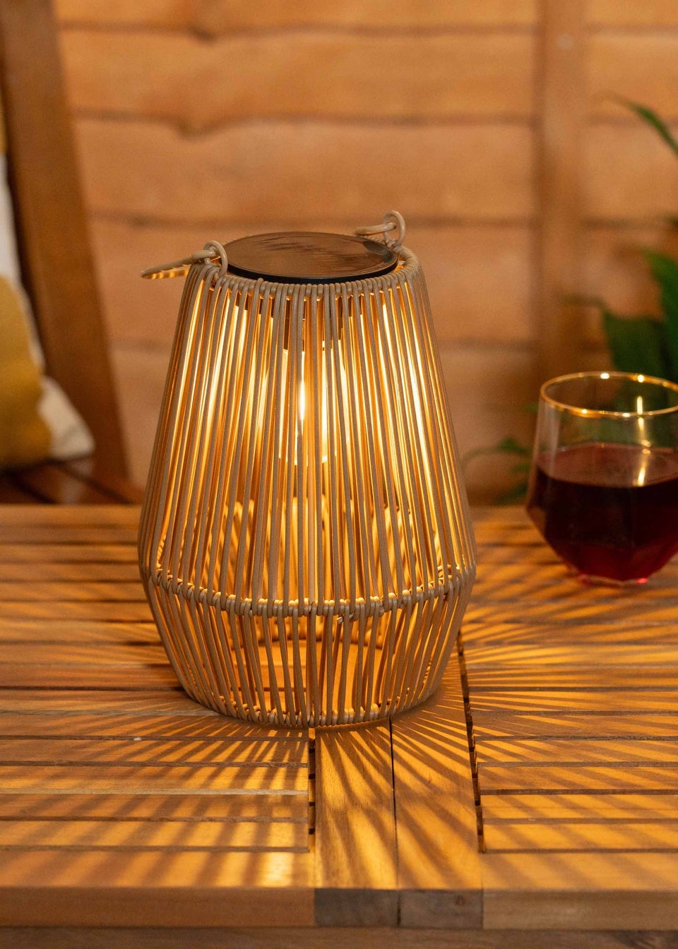 ValueLights Solar 2 Pack Faux Bamboo Lanterns With Integrated LED's