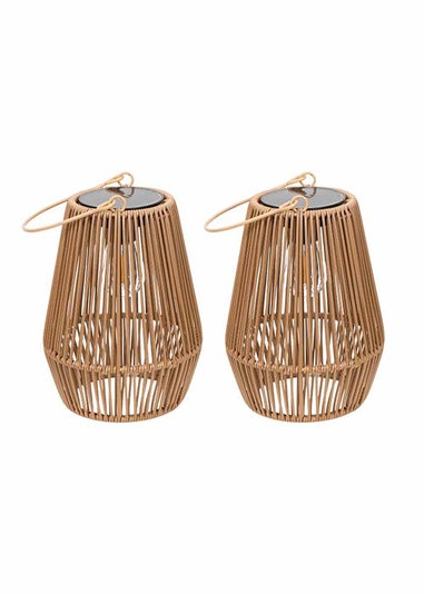 ValueLights Solar 2 Pack Faux Bamboo Lanterns With Integrated LED's