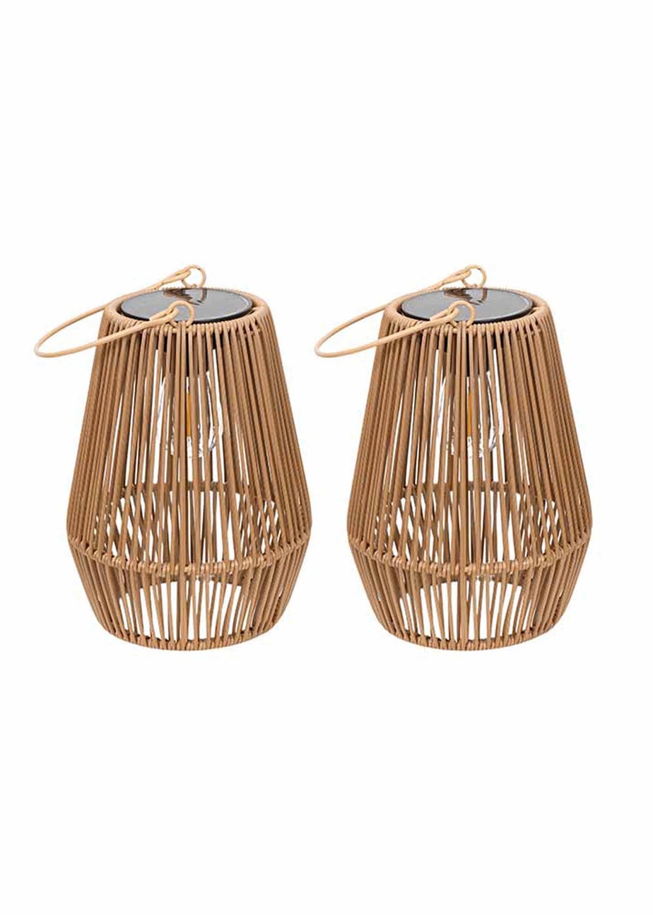 ValueLights Solar 2 Pack Faux Bamboo Lanterns With Integrated LED's