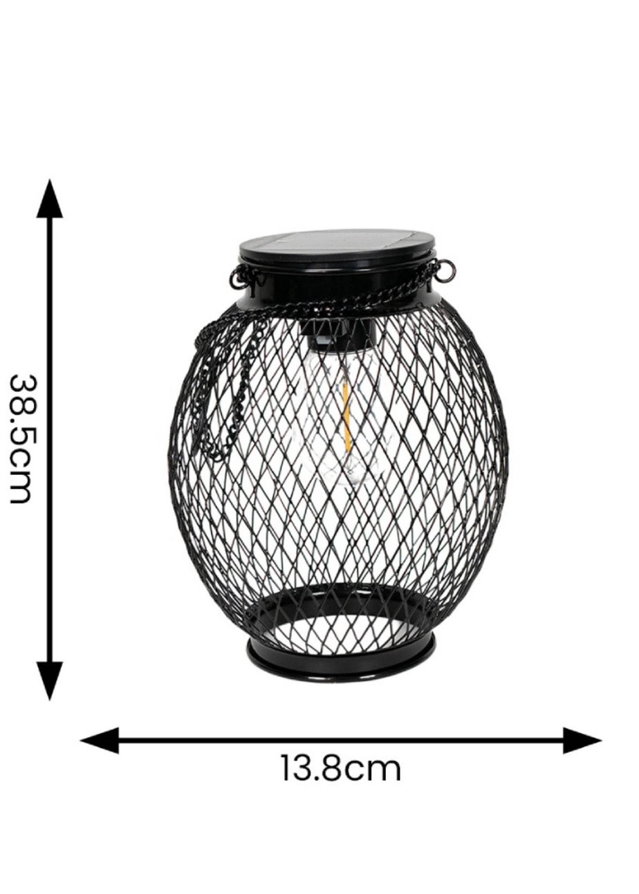 ValueLights Solar 2 Pack Black Mesh Lanterns With Integrated LED's  (38.5cm x 13.8cm x 13.8cm)