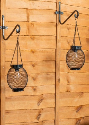 ValueLights Solar 2 Pack Black Mesh Lanterns With Integrated LED's  (38.5cm x 13.8cm x 13.8cm)