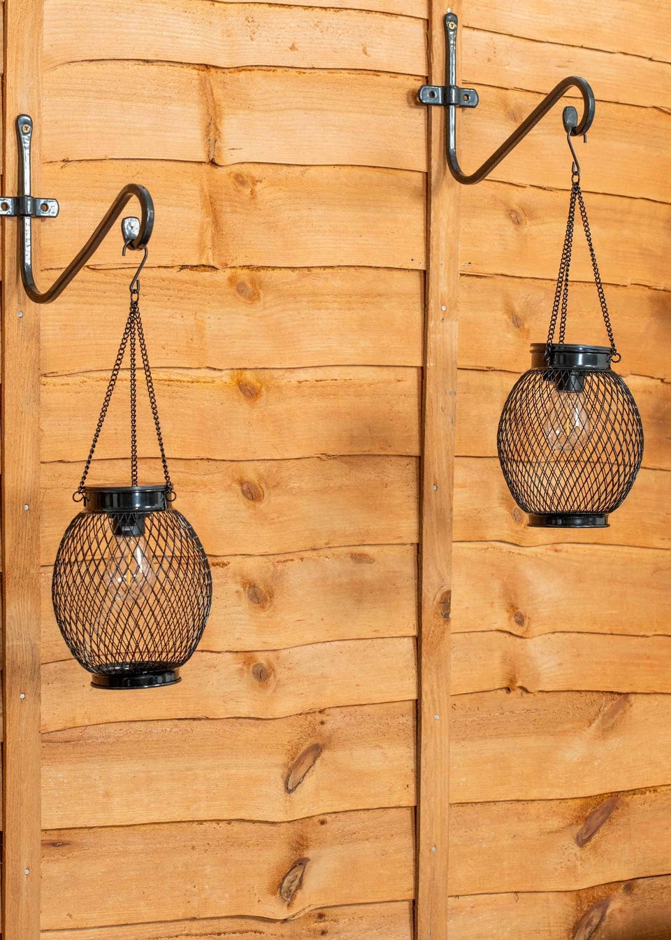ValueLights Solar 2 Pack Black Mesh Lanterns With Integrated LED's  (38.5cm x 13.8cm x 13.8cm)