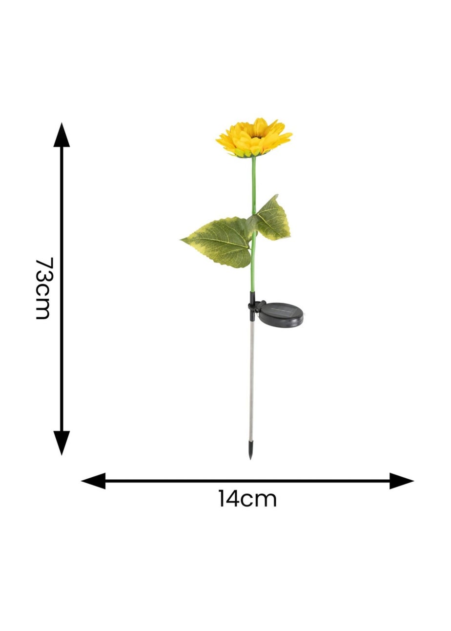 ValueLights Solar 2 Pack Sunflower Spike Lights With Integrated LED's (73cm x 14cm x 14cm)