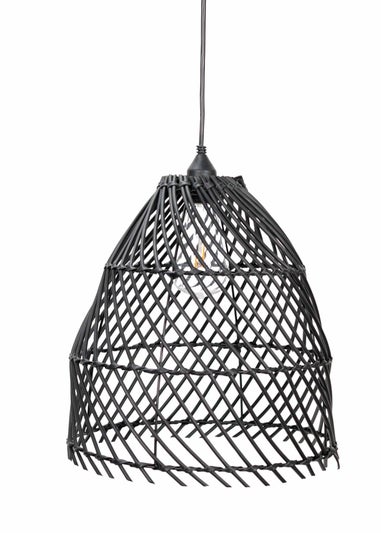 ValueLights Battery Operated Hanging Rattan Pendant Light With Integrated LED's