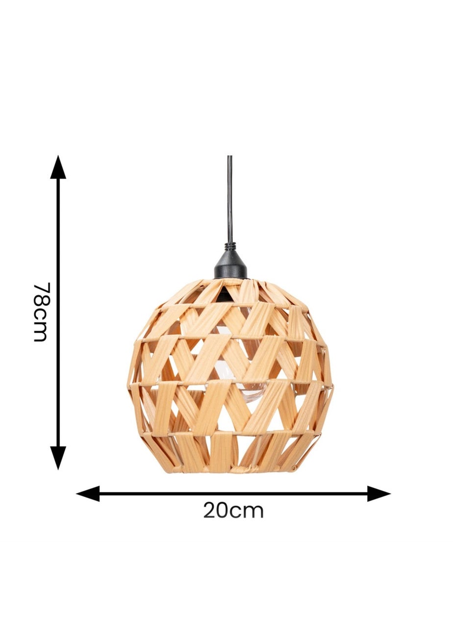 ValueLights Battery Operated Hanging Rattan Ball Pendant Light With Integrated LED's
