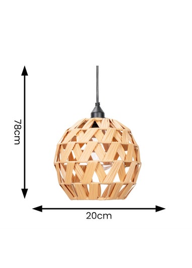ValueLights Battery Operated Hanging Rattan Ball Pendant Light With Integrated LED's