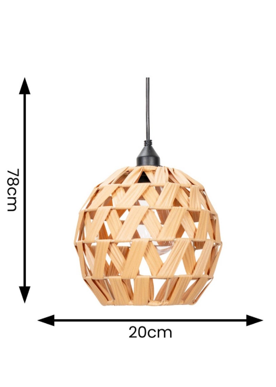 ValueLights Battery Operated Hanging Rattan Ball Pendant Light With Integrated LED's