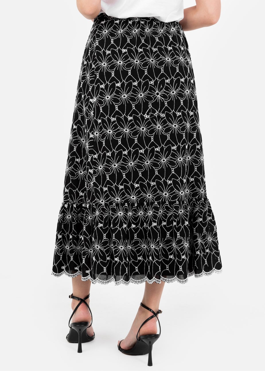 Lovedrobe Black Broderie Midaxi Skirt