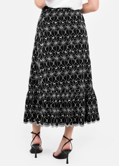 Lovedrobe Black Broderie Midaxi Skirt