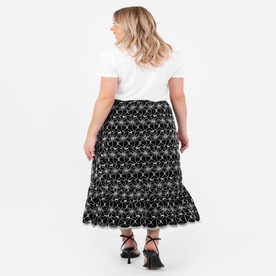 Lovedrobe Black Broderie Midaxi Skirt