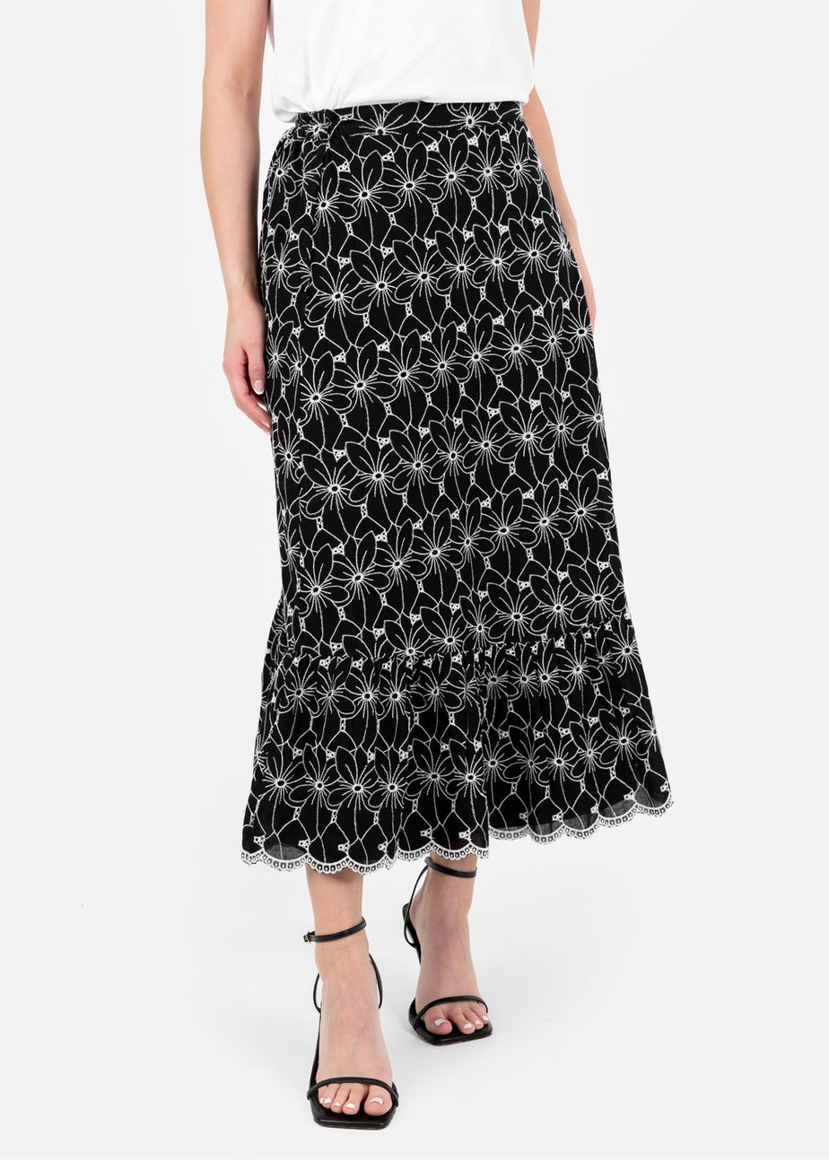 Lovedrobe Black Broderie Midaxi Skirt