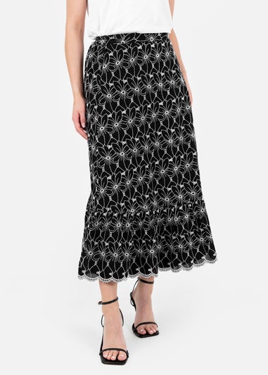 Lovedrobe Black Broderie Midaxi Skirt
