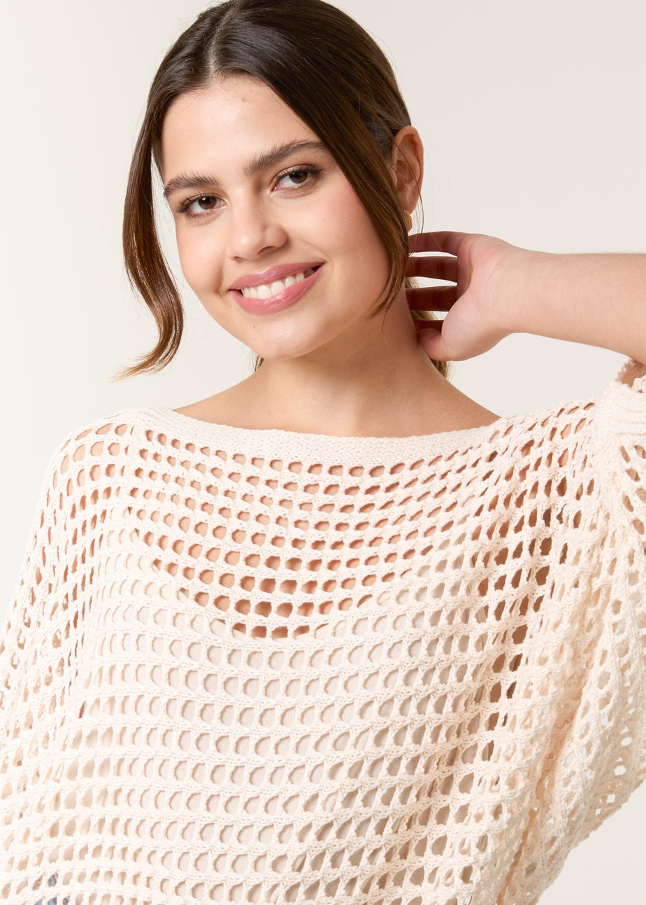 Blue Vanilla Stone Round Neck Net Top