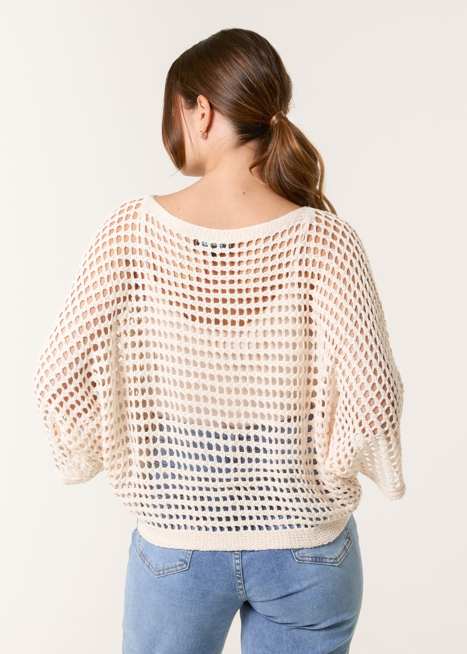 Blue Vanilla Stone Round Neck Net Top
