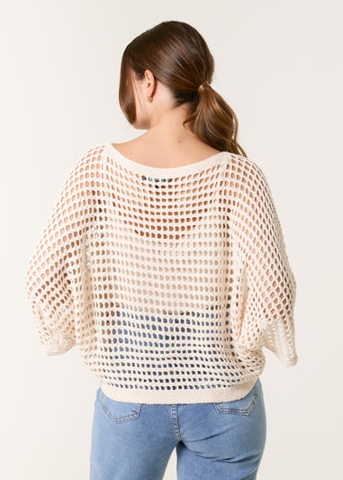 Blue Vanilla Stone Round Neck Net Top