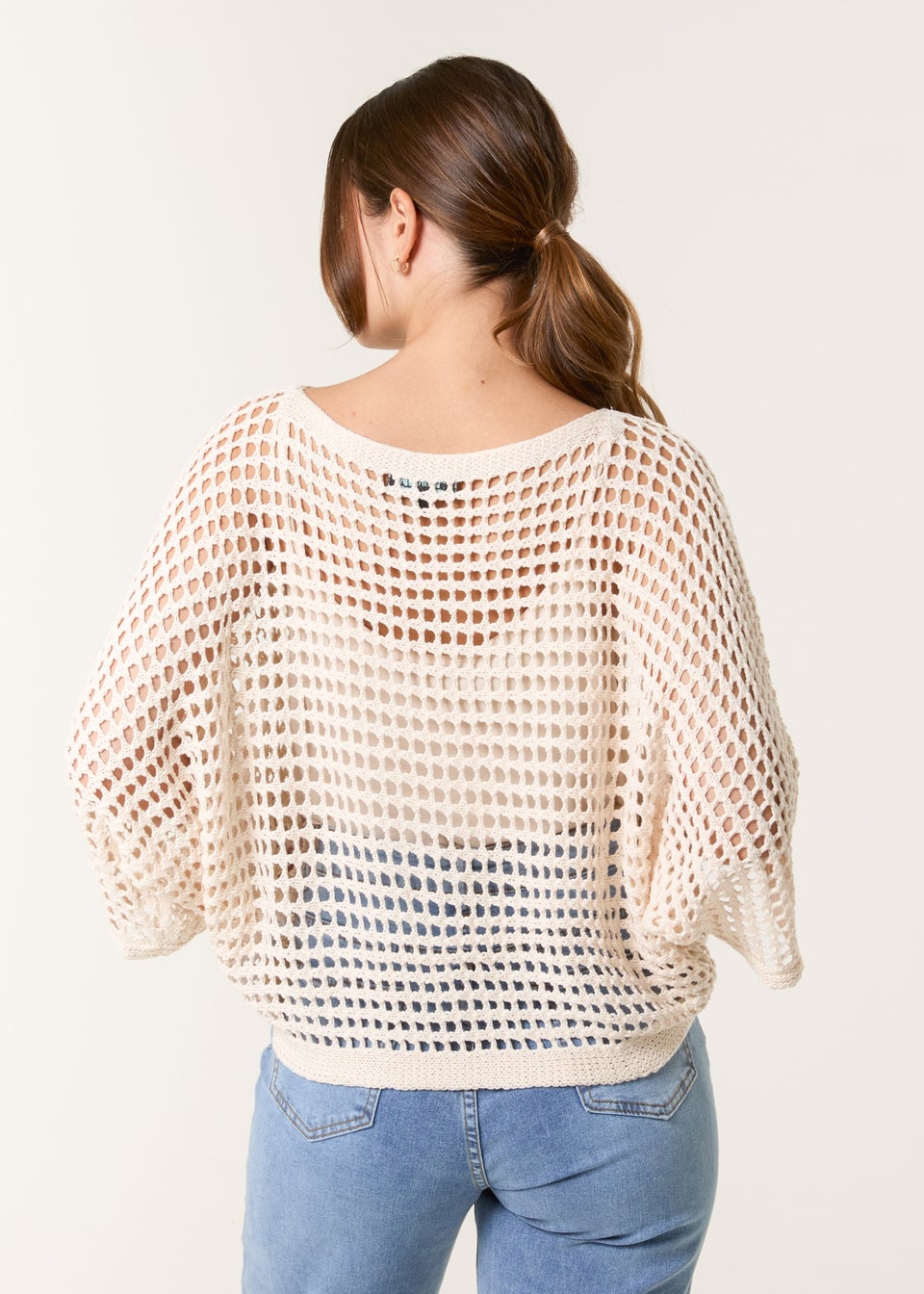 Blue Vanilla Stone Round Neck Net Top
