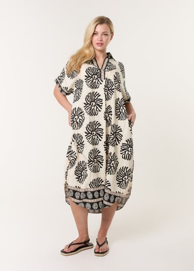 Blue Vanilla Black Collar Midi Tunic