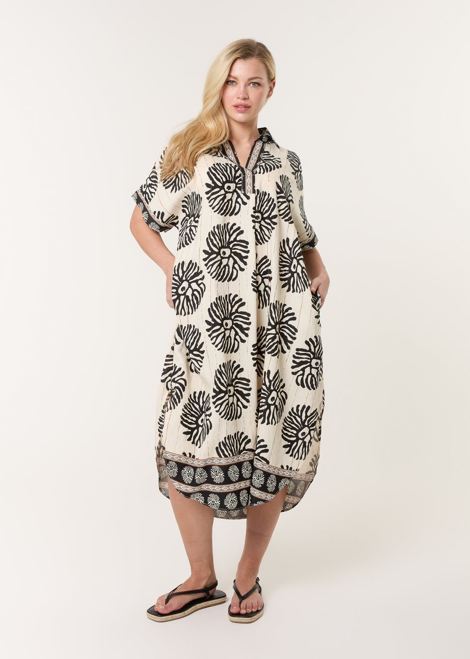 Blue Vanilla Black Collar Midi Tunic