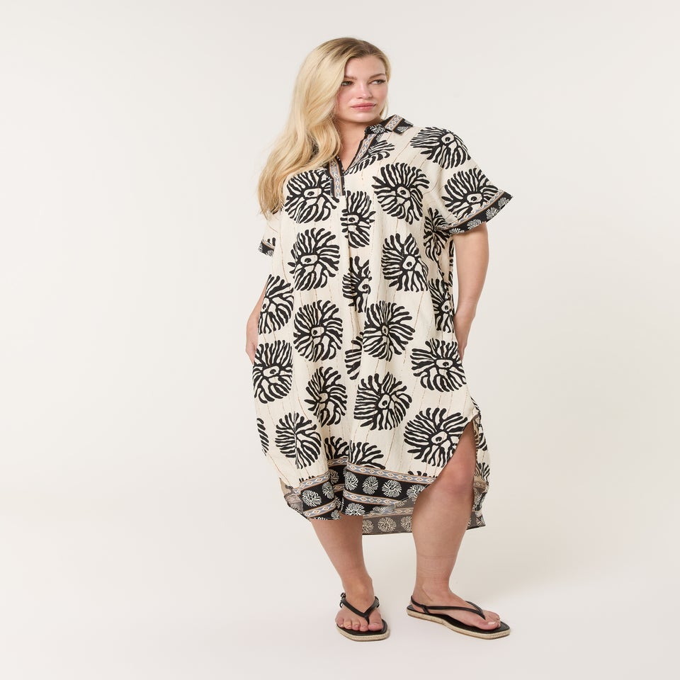 Blue Vanilla Black Collar Midi Tunic