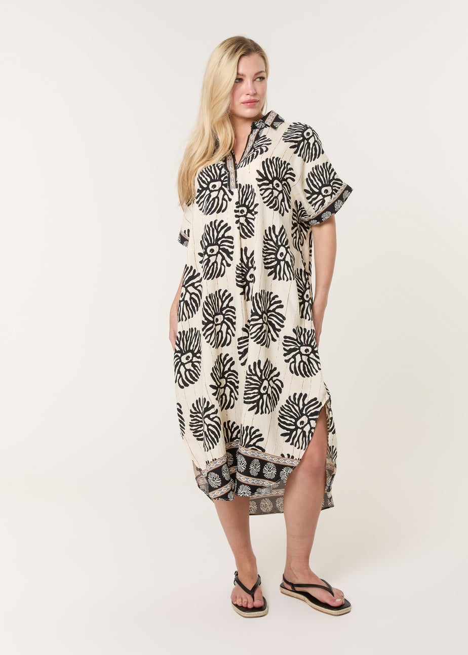 Blue Vanilla Black Collar Midi Tunic