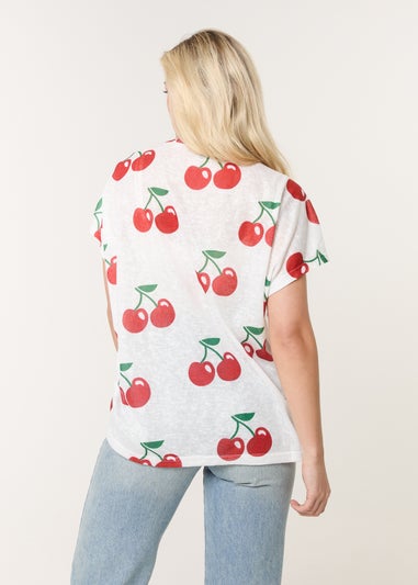 Blue Vanilla Ivory Cherry Oversized Top