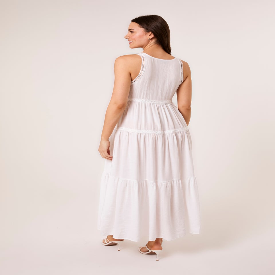 Blue Vanilla Ivory Maxi V Neck Dress