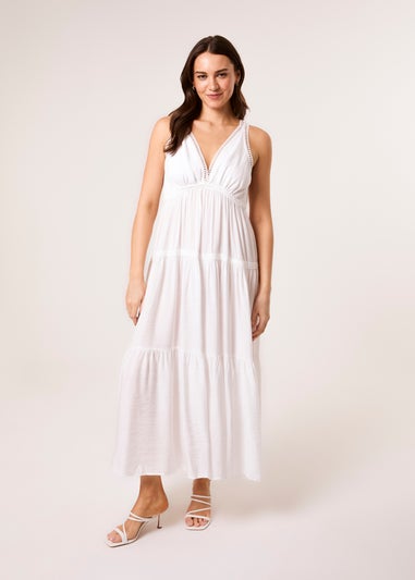 Blue Vanilla Ivory Maxi V Neck Dress