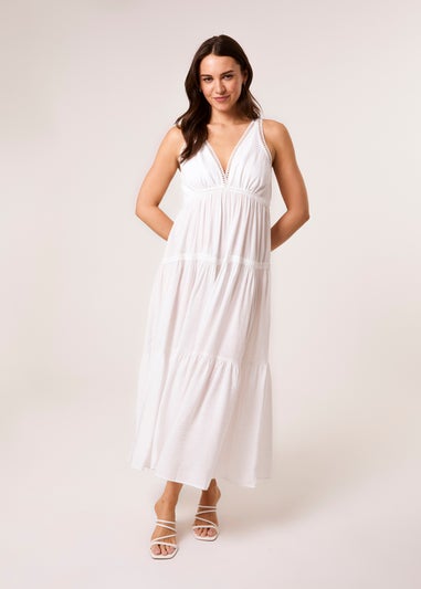 Blue Vanilla Ivory Maxi V Neck Dress