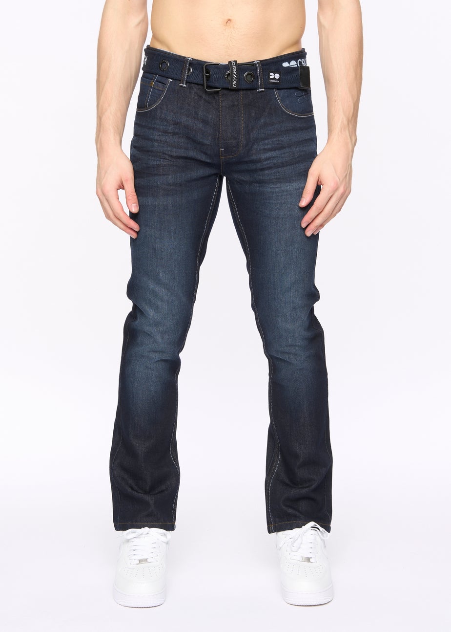 Crosshatch Dark Wash New Embossed Techno Denim Jeans