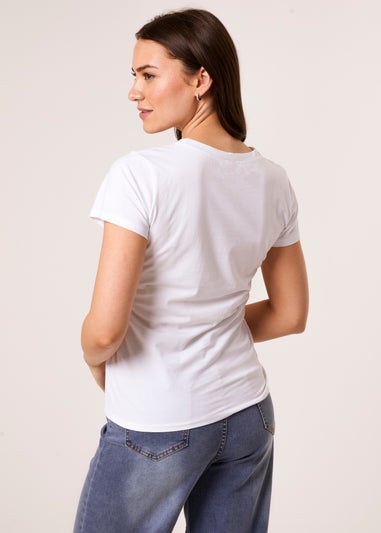 Blue Vanilla White Printed Cat T-Shirt