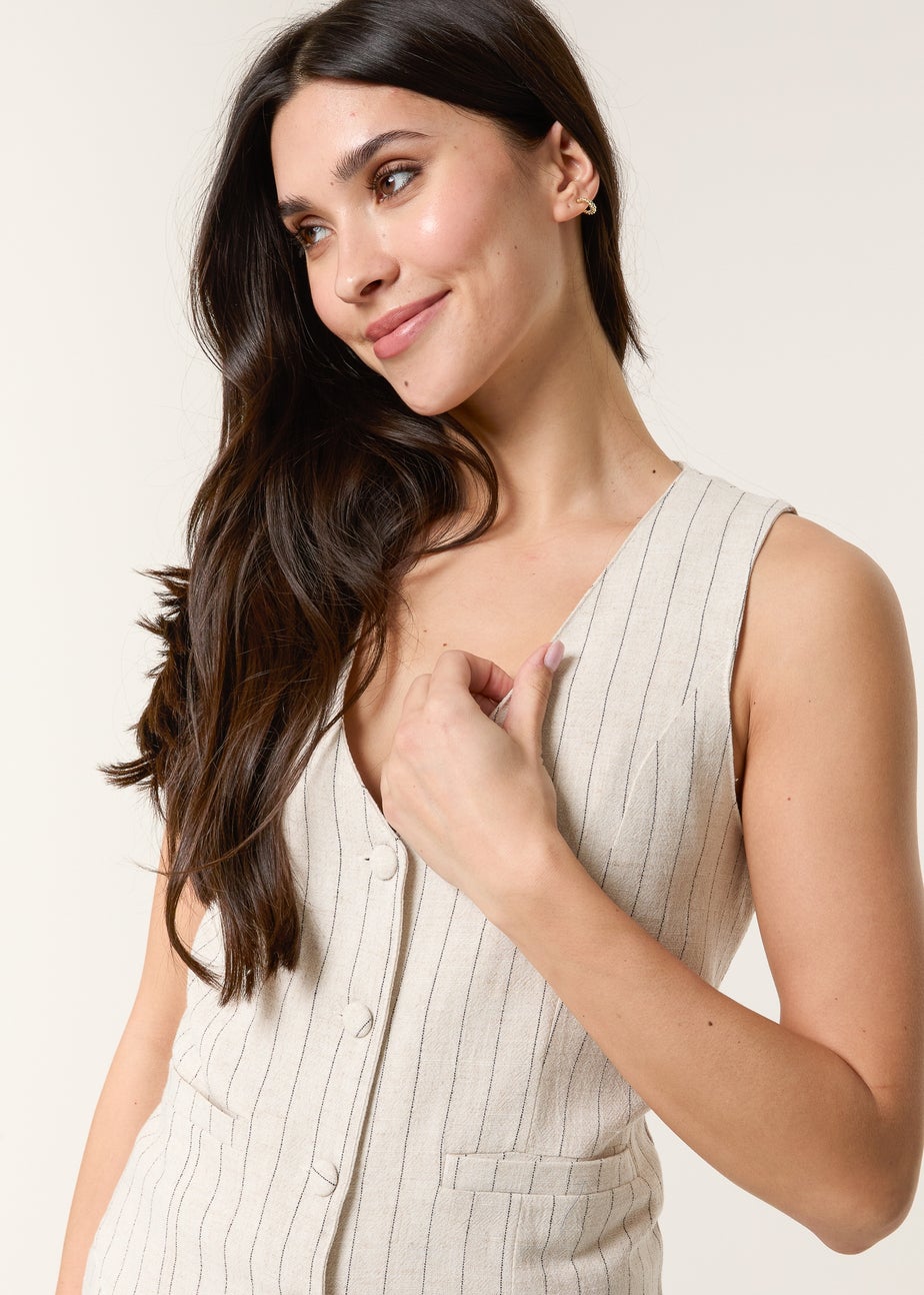 Blue Vanilla Linen Pinstripe Waistcoat