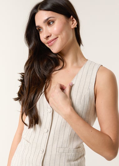 Blue Vanilla Linen Pinstripe Waistcoat