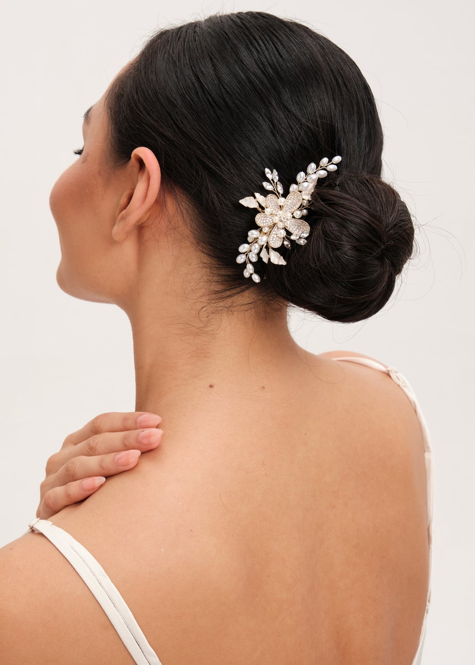 Jon Richard Gold Plated Floral And Pearl Hair Slide