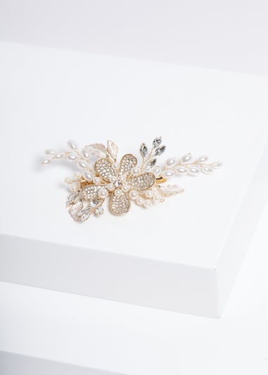 Jon Richard Gold Plated Floral And Pearl Hair Slide