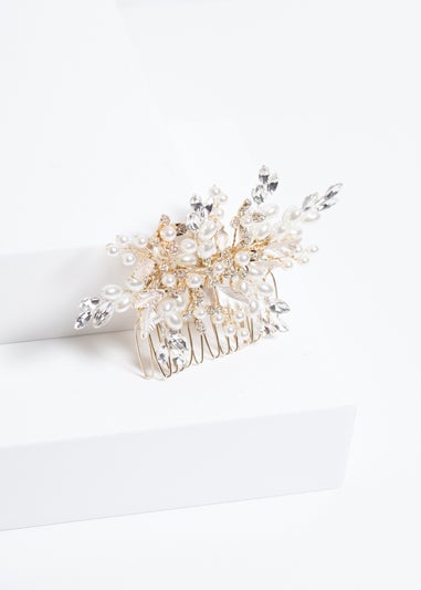 Jon Richard Gold Plated Pearl And Crystal Floral Comb
