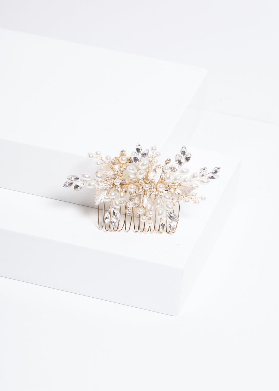 Jon Richard Gold Plated Pearl And Crystal Floral Comb