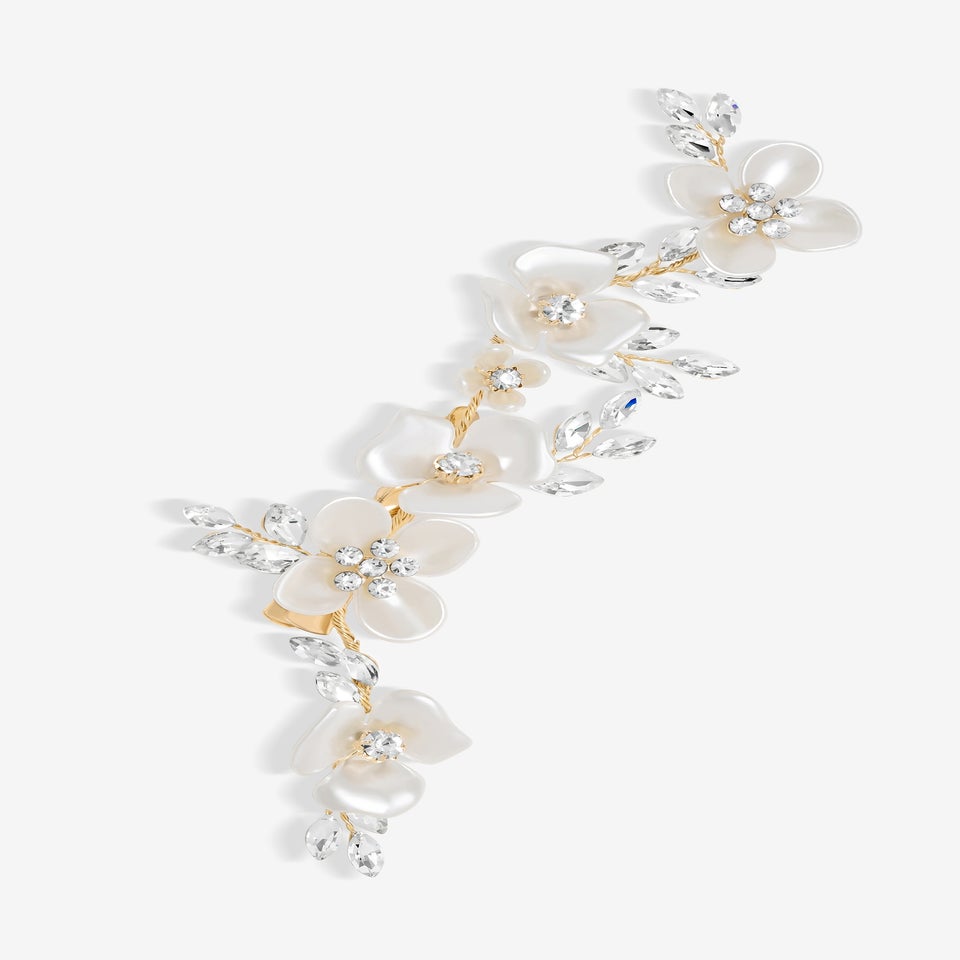Jon Richard Gold Plated White Floral And Crystal Hair Slide