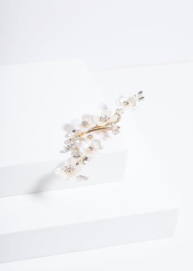 Jon Richard Gold Plated White Floral And Crystal Hair Slide
