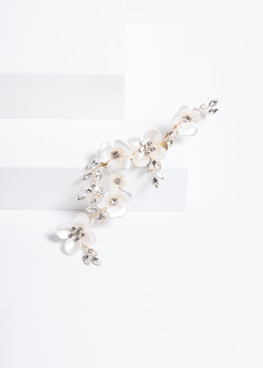Jon Richard Gold Plated White Floral And Crystal Hair Slide